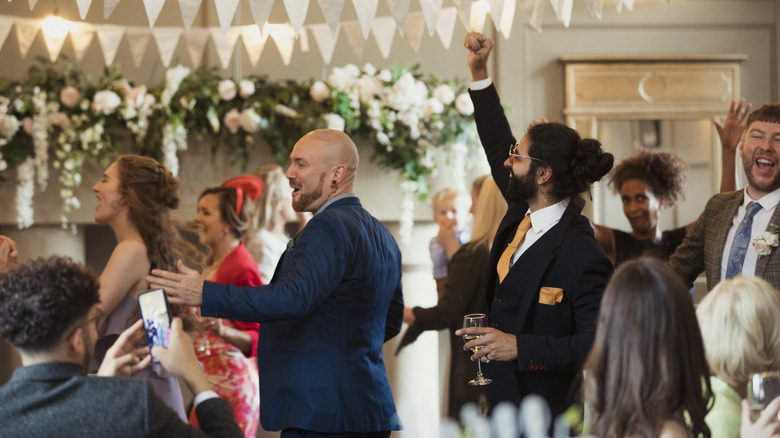 Wedding guests having fun