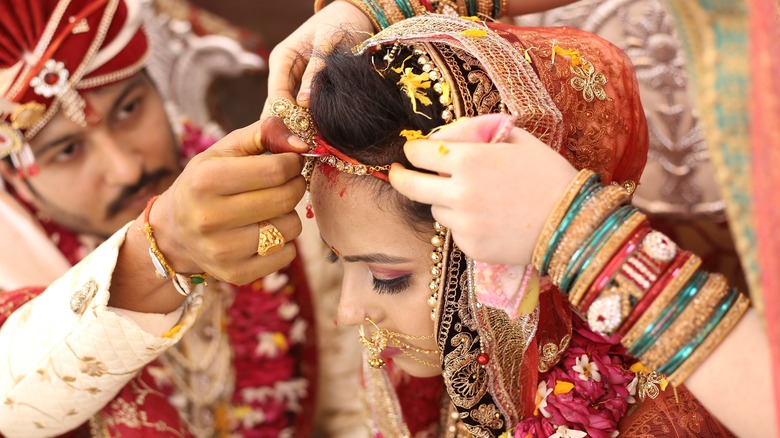Bride at traditional Indian wedding