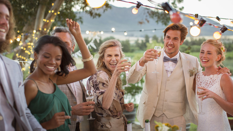 Guests at wedding reception 