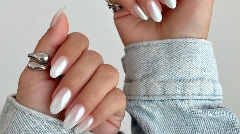 White-on-white French manicure