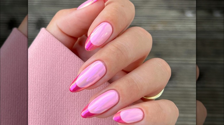 All-pink French manicure