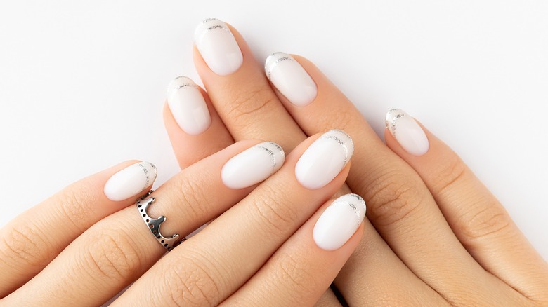 Close up of white nails 