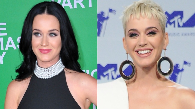 Katy Perry black hair blond pixie