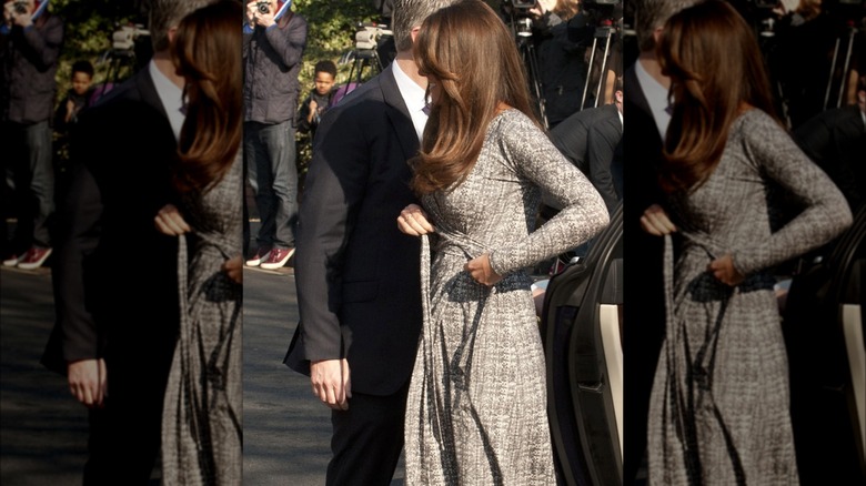 Kate Middleton gray wrap tie dress