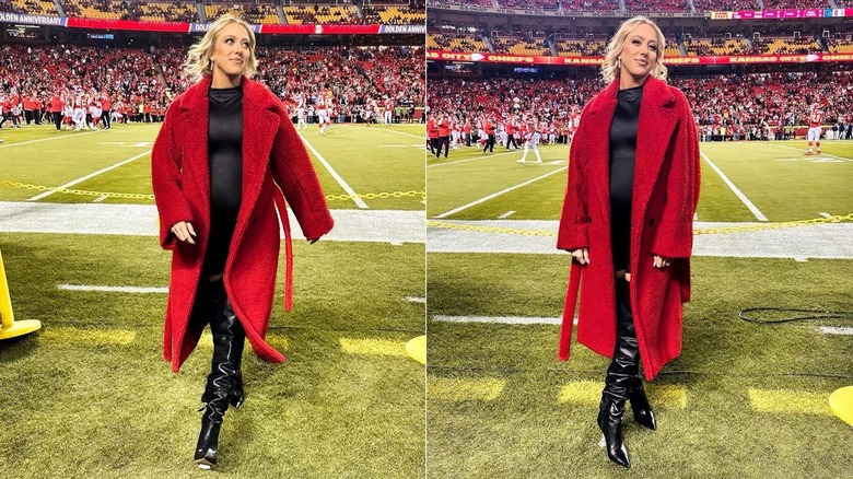Brittany Mahomes' red teddy coat