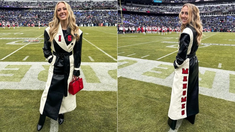 Brittany Mahomes' black-and-white coat