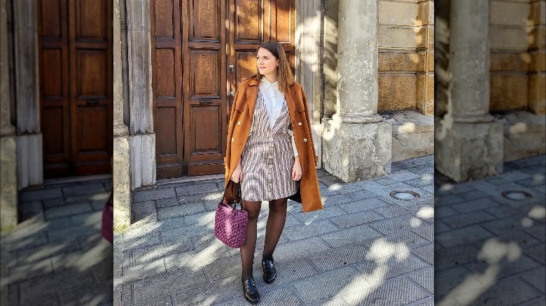 Girl wearing loafers with dress