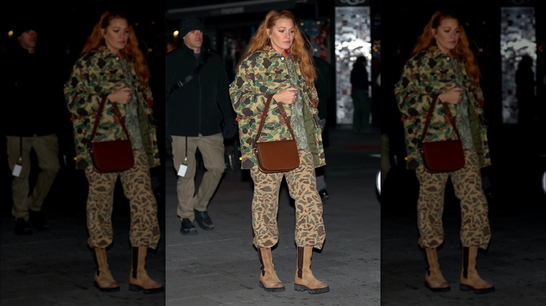 Blake Lively wearing camouflage outfit