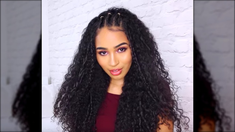 Naturally curly hair with front twists