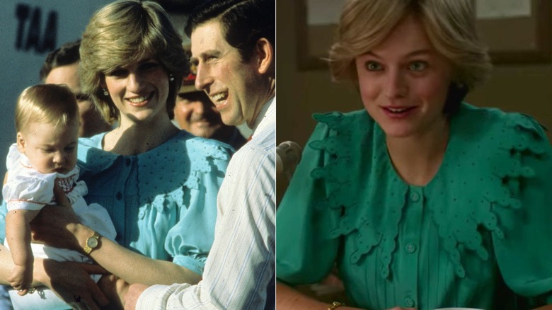 Princess Diana in green collar dress