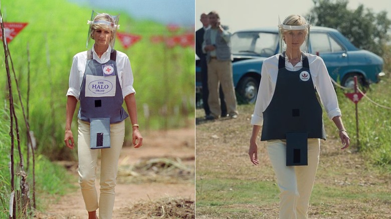 Princess Diana in protective minefield outfit