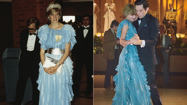 Princess Diana in blue ruffle gown