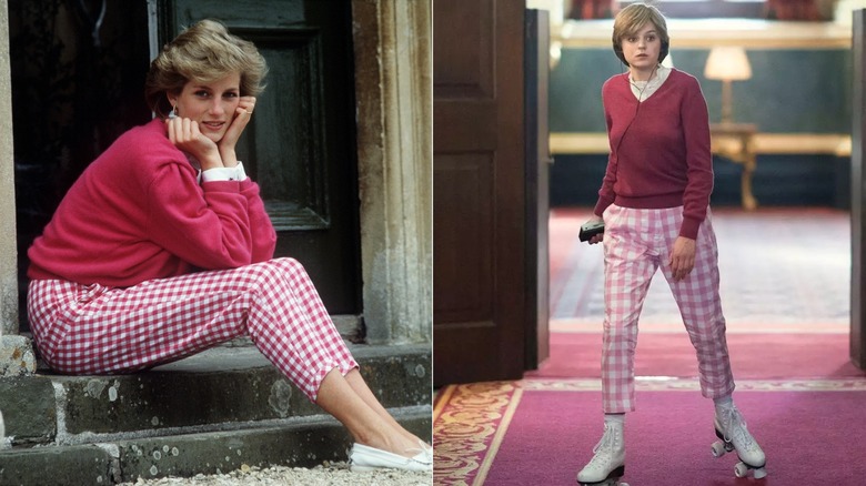 Princess Diana in pink gingham outfit