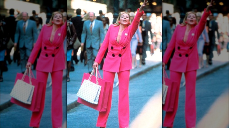 Samantha Jones in pink power suit