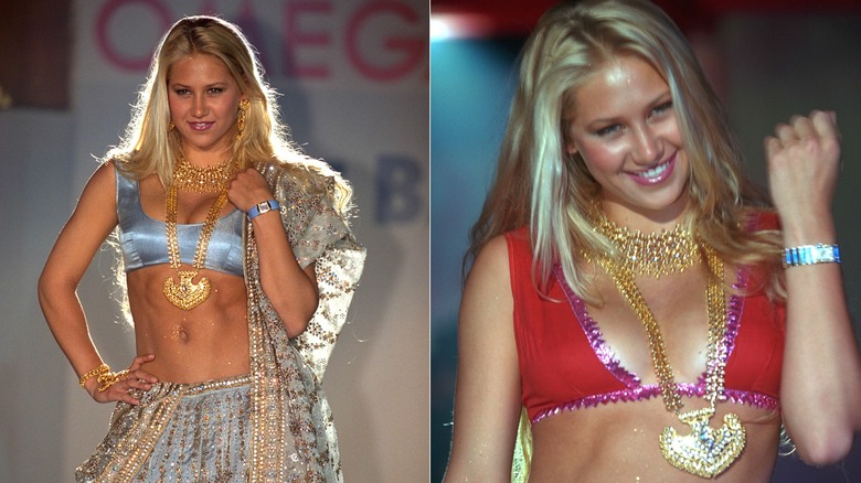 Anna Kournikova wearing Indian-style clothes while presenting Omega watches.