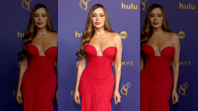 Sofía Vergara wearing a red gown at the 2024 Emmys.