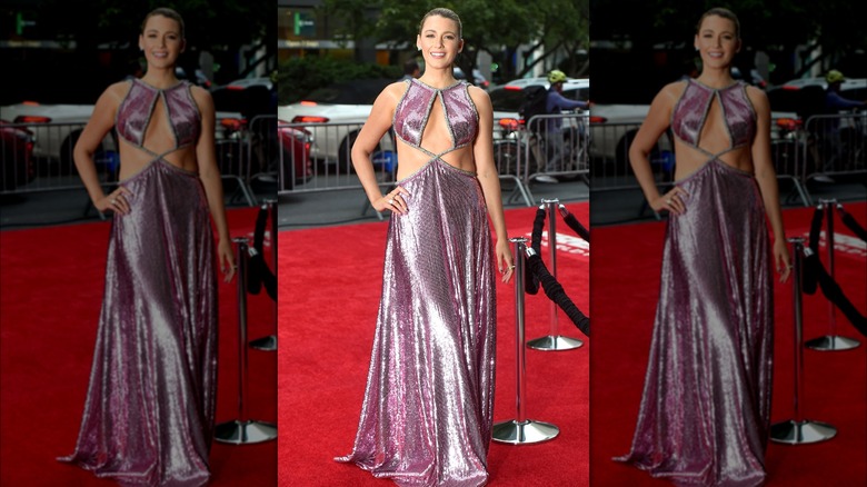 Blake Lively in metallic pink gown