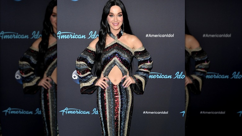 Katy Perry wearing bohemian sequined dress