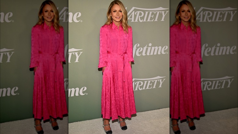 Kelly Ripa wearing pink dress