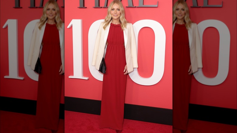 Kelly Ripa wearing red gown