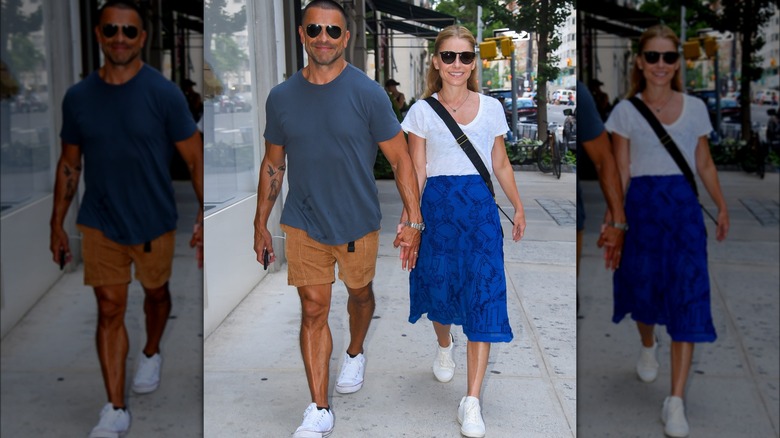 Kelly Ripa and husband walking