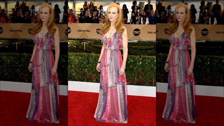 Nicole Kidman wearing a pink-and-purple gown at the 2016 SAG Awards