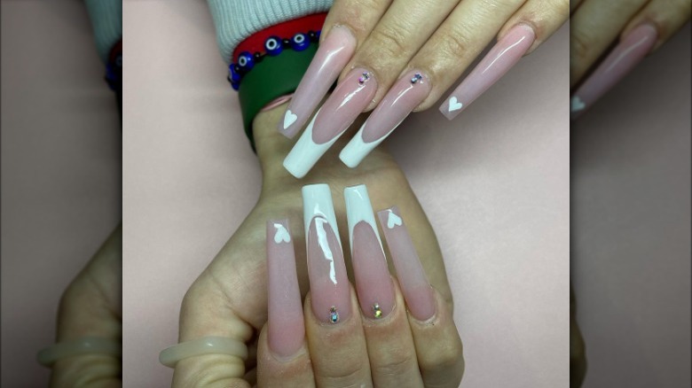 French manicure with hearts 