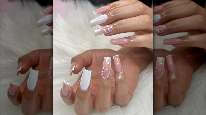 Long square French manicure