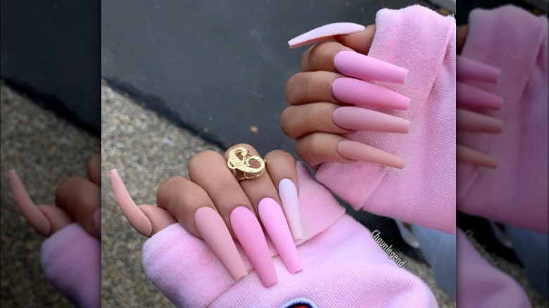 Matte pink manicure