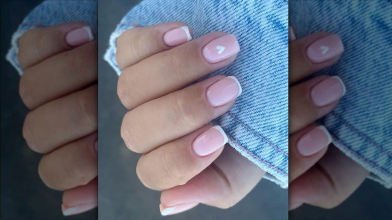 Pale pink and white French manicure