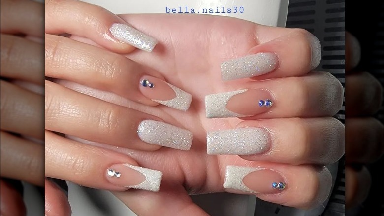 white sparkle manicure
