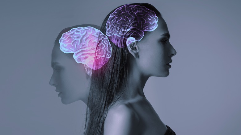 Woman with image of brain