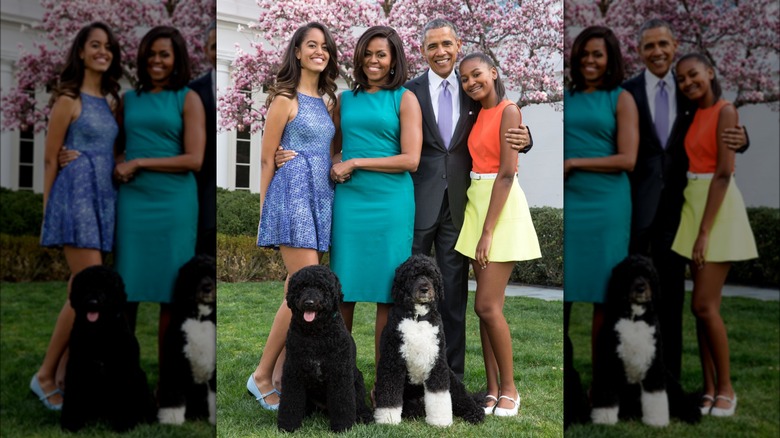 obama family posing for photo