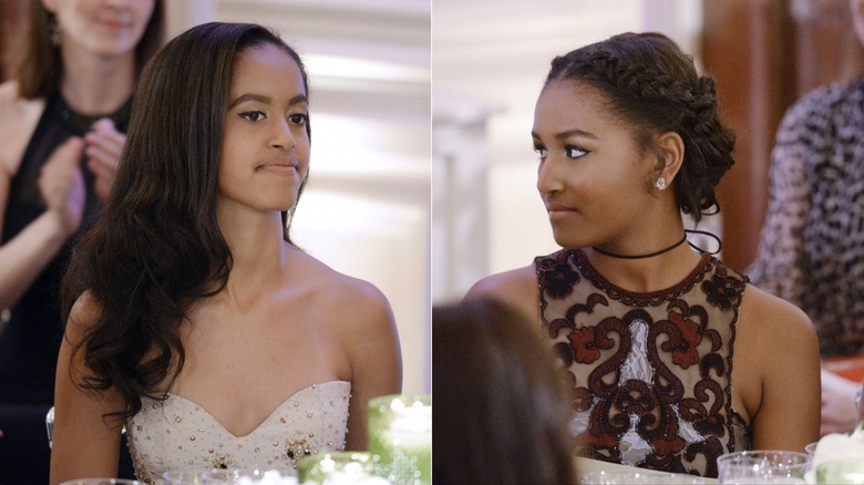 sasha and malia obama at state dinner 2016