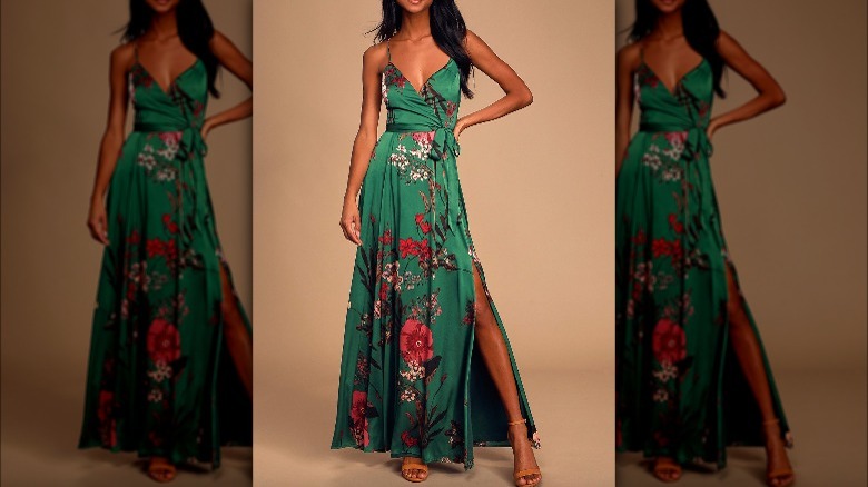 Green patterned maxi dress