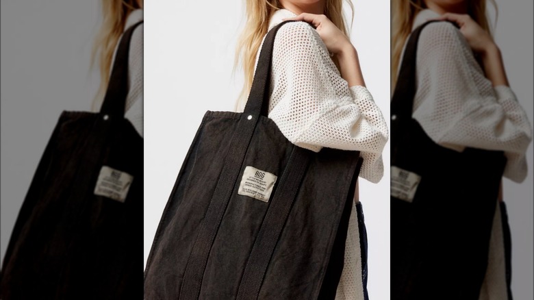 Black oversized tote bag