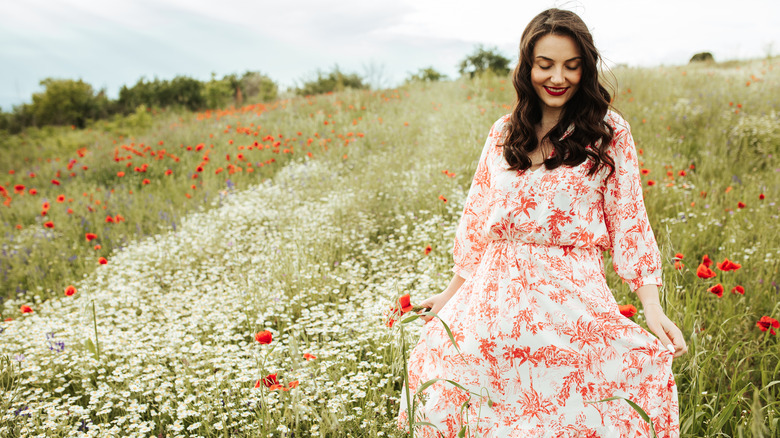 woman in floral dress