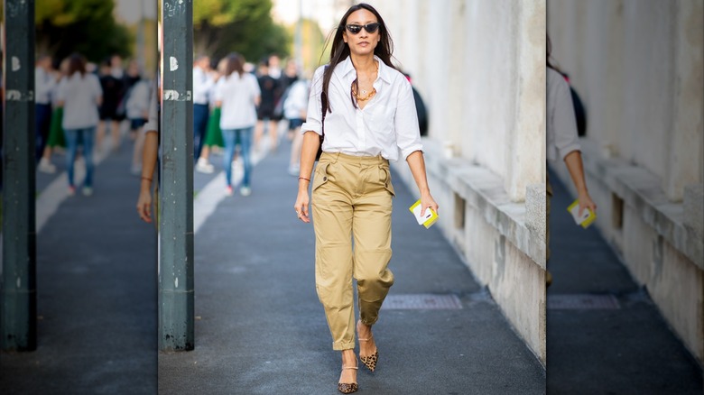 person in crisp white shirt