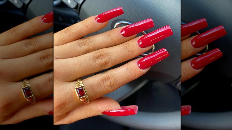 long square nails in car
