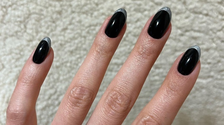 French manicure with black nails