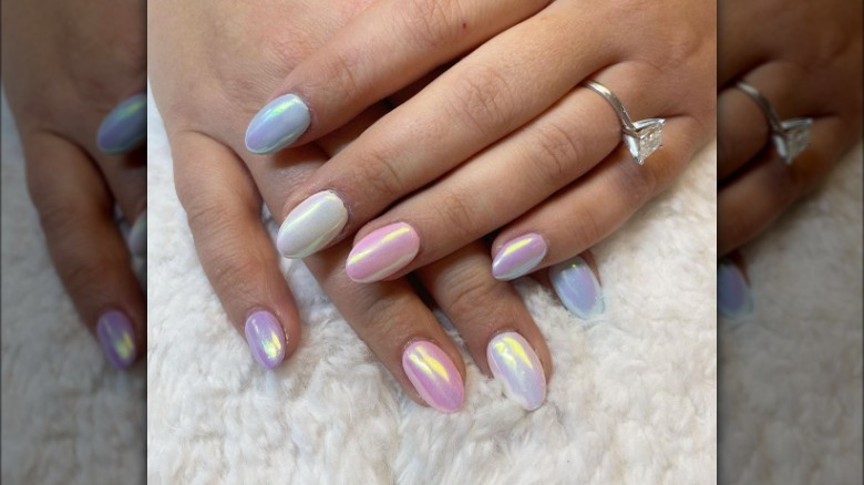 hands with unicorn nails