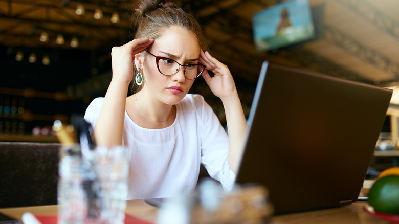 woman trying to focus 