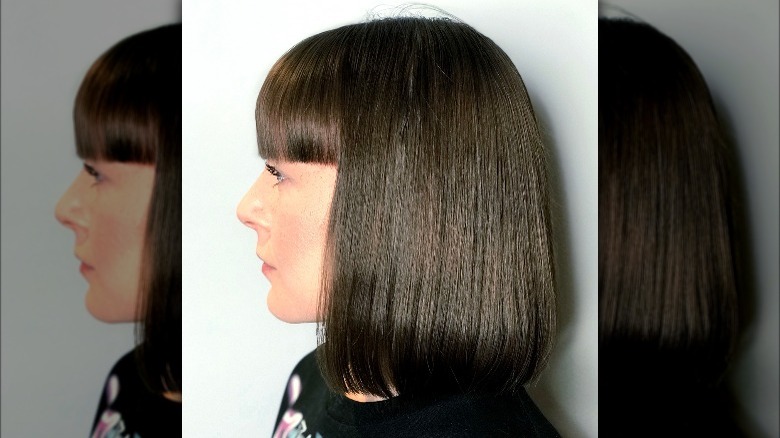 Woman with banged lob