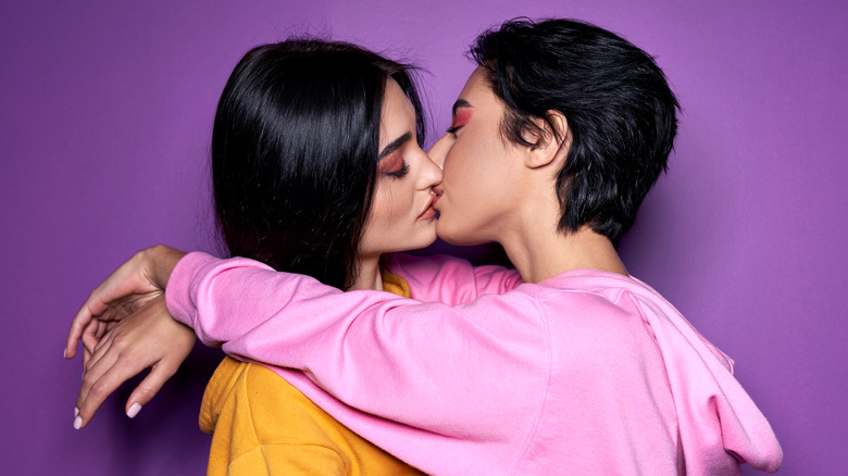 two women kissing