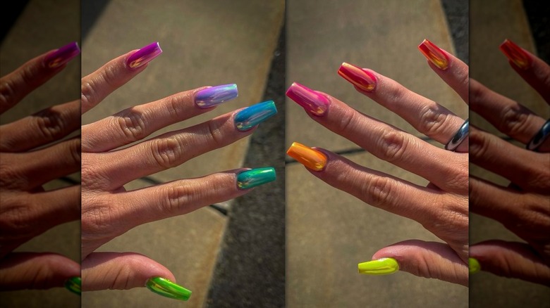 rainbow chrome manicure