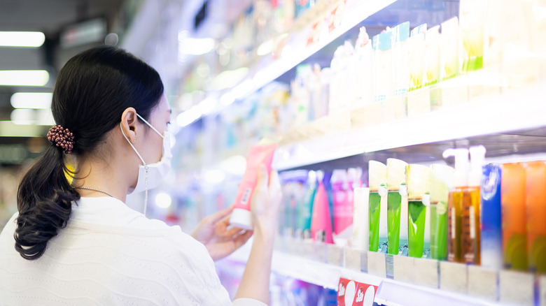 Customer shopping for skincare products