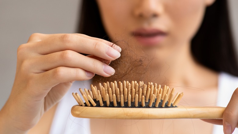 Hair shedding on hair brush