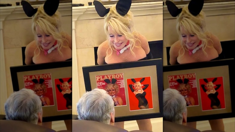 Dolly Parton dressed as a Playboy bunny for husband Carl Dean's birthday.