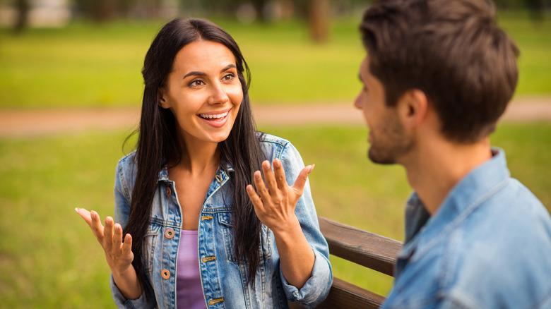 couple chatting in the park