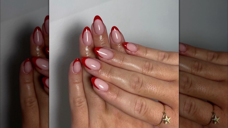 Red tip French manicure